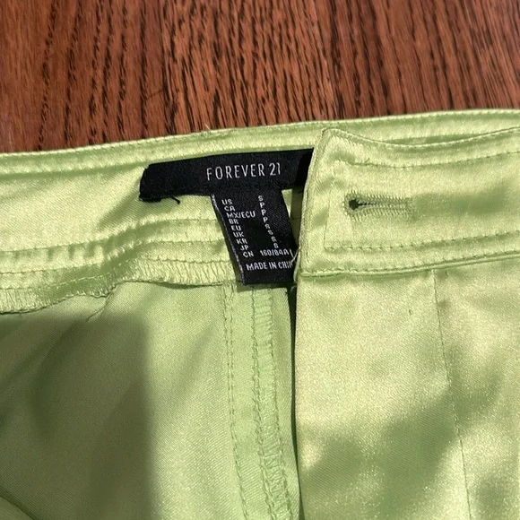 Lime Green Silky Pants - Picture 3 of 6